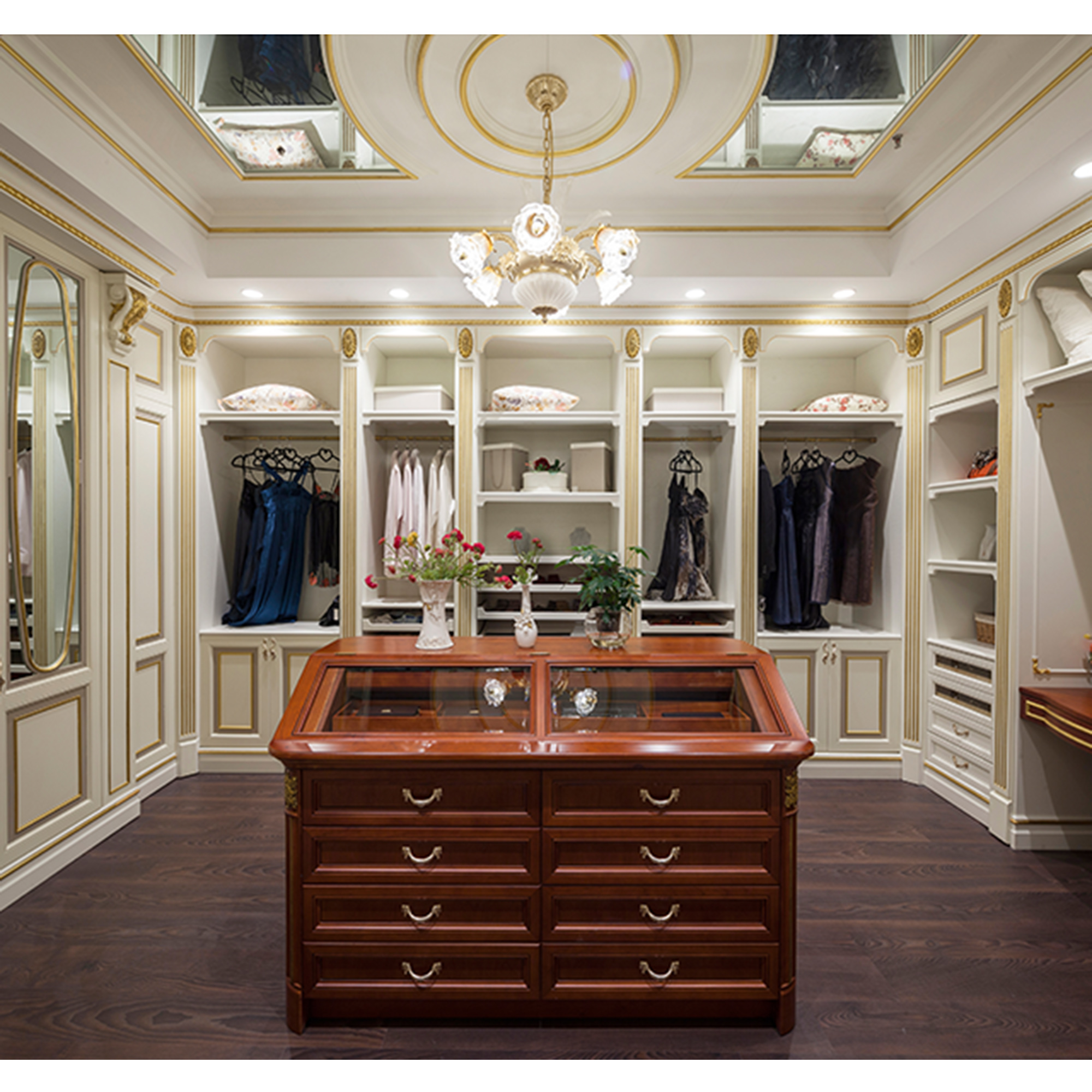 Высококачественный модульный шкаф NICOCABINET из массива дерева в традиционном Европейском стиле, гардеробный шкаф с ювелирным шкафом