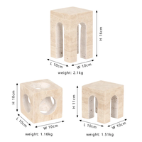 SAIDKOCC 10x10x10/10x10x11/10x10x16cm Vintage Travertin Artisanat Sculpté Marbre Chambre Salon Décoration de La Maison Accessoires