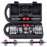 Ensemble d'haltères et de barres multifonctionnelles en fonte réglables de 10 à 58 kg, finition électro-plaquée, équipement de musculation durable unisexe