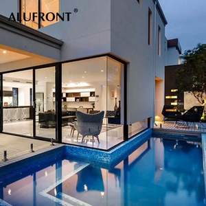 Design moderne Véranda Bay et Bow Glass Fenêtre en <span class=keywords><strong>aluminium</strong></span> à bas <span class=keywords><strong>prix</strong></span> Swing Style ouvert avec filet d'écran en fibre de verre pour les villas - Product Image 5