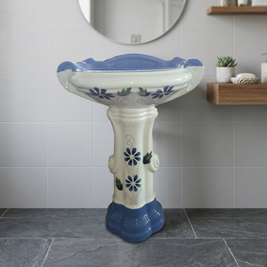 Lavabo sur pied en céramique sterling au design asiatique, résistant à l'eau, lavabo artistique unique pour hôpital, centre commercial, villa - Product Image 5