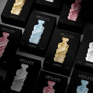 ชุดกล่องน้ำหอม ABOLAND ขนาด 100 มล. สีทอง ชมพู ฟ้า เงิน บรรจุภัณฑ์เครื่องสำอางระดับไฮเอนด์ ดีไซน์ปั๊มร้อน - Product Image 1