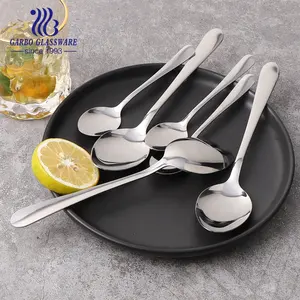 Posate da tavola zuppa cucchiai da dessert lucidatura a specchio o lucidatura a mano posate in acciaio inossidabile 410 6 pezzi set di cucchiai da pranzo