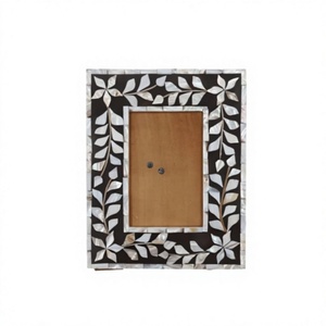 Marco de fotos rectangular hecho a mano con incrustaciones de nácar y diseño de hoja, para colgar en la pared, decorativo, al mejor precio. - Product Image 1