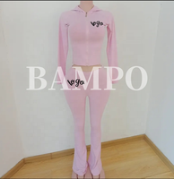 Body Dupe ensembles d'entraînement personnalisés vêtements de détente pour femmes veste jogging à capuche avec fermeture éclair pantalon évasé legging 2 pièces ensemble de survêtements pour femmes