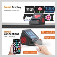 Haut-parleur intelligent avec horloge de bureau, lumière d'ambiance, écran numérique rétro pixelisé, batterie 1000-2000mAh, haut-parleur sans fil animé DIY