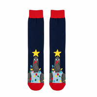 Vente en gros de chaussettes amusantes pour hommes, très populaires, à motif classique, de type tube, avec des motifs de bonhomme de neige et de sapin de Noël