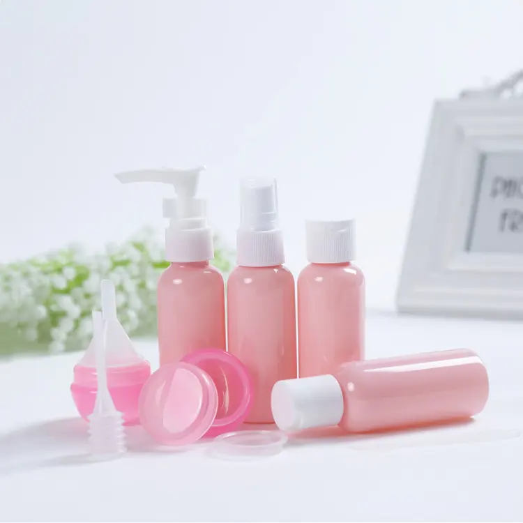 Botol Kosmetik Plastik Penjualan Laris Set Perjalanan Perawatan Kulit Toples Kemasan Krim Pet Pompa Losion Set Sampel 10G 50 Ml