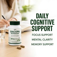 Complément alimentaire Bacopa Monnieri |   Poudre de plante entière et extrait standardisé |   60 mg de bacosides par portion |   120 comprimés
