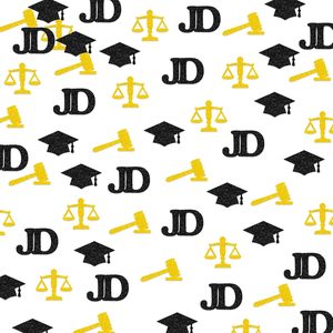 Confettis de remise de diplôme pour avocats, paillettes noires et or, baguette de juge, confettis en papier pour la remise du diplôme JD, décoration de fête de remise de diplôme de l'école de droit - Product Image 1