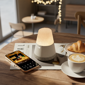 Haut-parleur sans fil à éclairage doux tendance 2026, cadeau idéal, diffuseur d'huiles essentielles en pierre de cristal, haut-parleur musical avec deux haut-parleurs de 5 W - Product Image 3