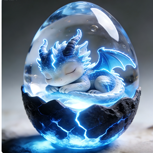 고급 맞춤형 레진 공예품, 발광 드래곤 에그 컨셉 제품 주문 전 상담 필요 수면 중인 아기 드래곤 피규어 - Product Image 5