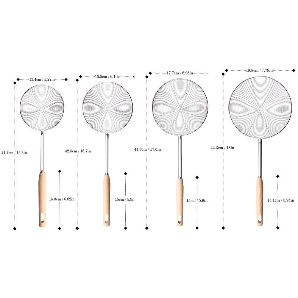 Roestvrijstalen Pasta-Colanders En Zeven Met Spinneoie-Skimmer Met Houten Handvat