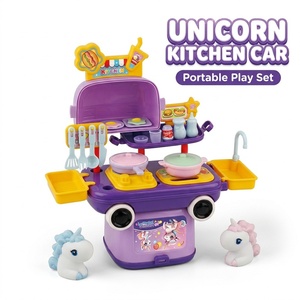 EPT1654727 Ensemble de jouets de <span class=keywords><strong>cuisine</strong></span> en plastique sur le thème de la licorne, camion de <span class=keywords><strong>cuisine</strong></span> portable, vaisselle de jeu d'imitation pour filles - Product Image 1
