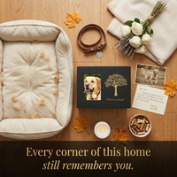 Ataúd y urna de madera para cenizas de mascotas con marco de fotos y diseño de árbol de la vida para perros y gatos