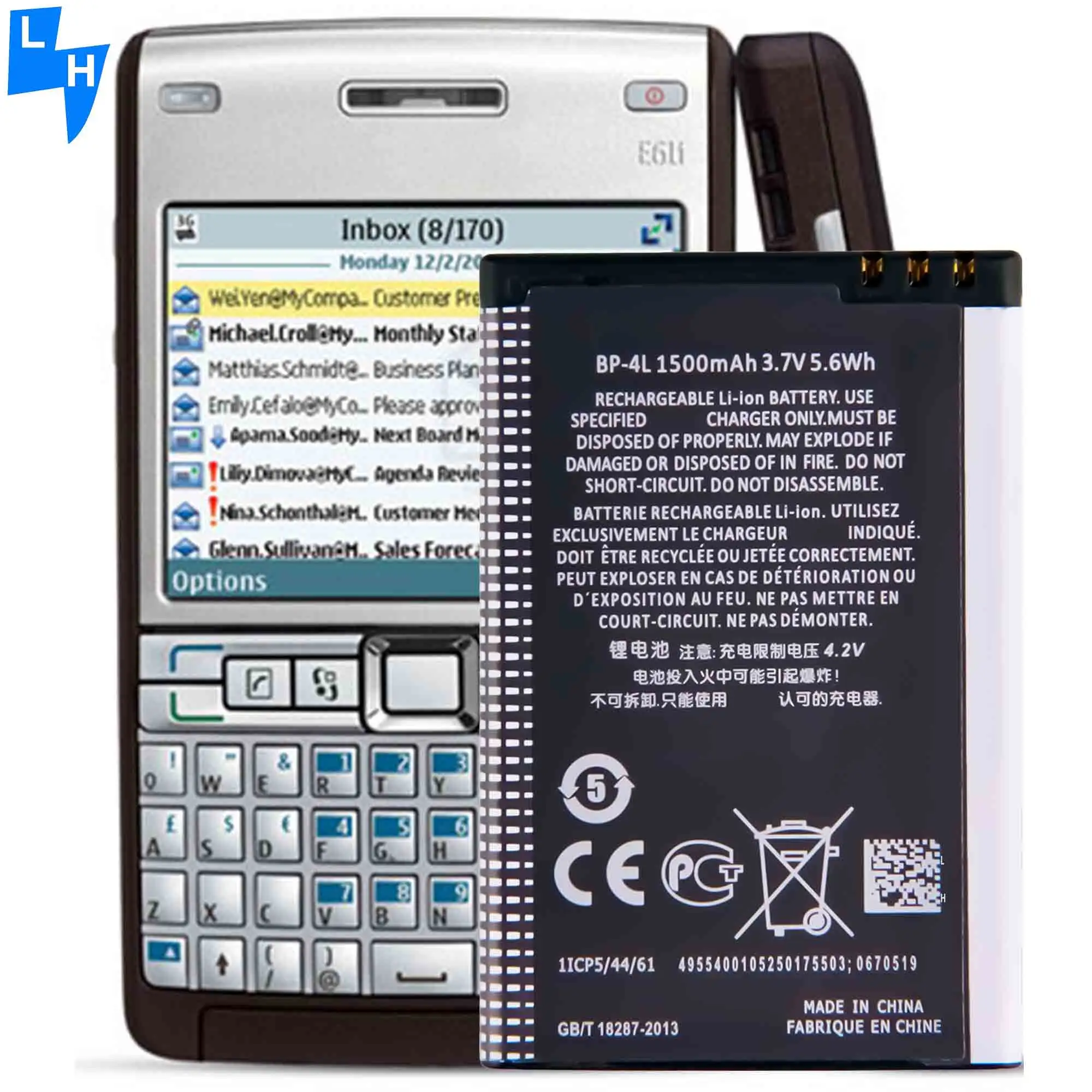 Batería de teléfono móvil BP-4L, OEM, 1500mAH, E61i para Nokia, E63, E90, E95, N97, N810, E72, E52