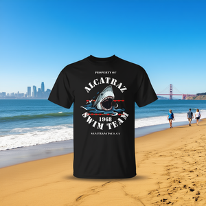 Camiseta vintage del equipo de natación Alcatraz 1968, San Francisco Ca, manga corta, unisex, cuello redondo de algodón - Product Image 3