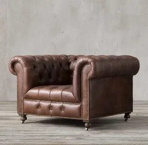 American classic buckle leather multi person sofa set furniture villa club homestay hotel customizable living room furniture