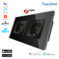 Prises intelligentes Touchmi standard UE Tuya ZigBee Allemagne, simples/doubles, avec panneau en verre au design moderne