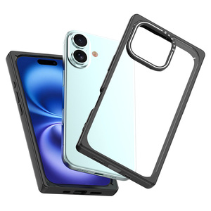 Mode <span class=keywords><strong>carré</strong></span> lentille cadre gouttes d'huile antichoc noir cadre TPU clair acrylique étuis téléphone pour <span class=keywords><strong>iPhone</strong></span> 17 16 15 14 13 12 <span class=keywords><strong>11</strong></span> étui - Product Image 2