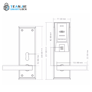 ระบบล็อคประตูโรงแรมอัจฉริยะแบบอิเล็กทรอนิกส์ ทำจากสแตนเลส พร้อมระบบปลดล็อคด้วยการ์ด/กุญแจแบบกลไก สำหรับประตูไม้<span class=keywords><strong>หนา</strong></span> >35 มม. - Product Image 5