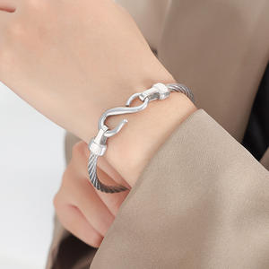<span class=keywords><strong>Bracelet</strong></span> de couple pour hommes et femmes, corde métallique en titane et acier inoxydable, manchette en <span class=keywords><strong>or</strong></span>, - Product Image 4