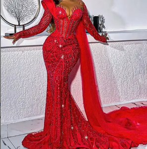 S0576Y 2026 Nouvelle Robe <span class=keywords><strong>de</strong></span> Soirée Longue Rouge Élégante et Sexy à Paillettes <span class=keywords><strong>de</strong></span> <span class=keywords><strong>Luxe</strong></span> Coupe Sirène pour l'<span class=keywords><strong>Europe</strong></span> et l'Amérique - Product Image 3