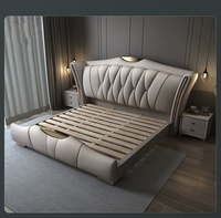 Lit rembourré de luxe de haute qualité pour chambre à coucher, avec rangement, en cuir confortable et souple, disponible en tailles Queen et King pour chambre adulte