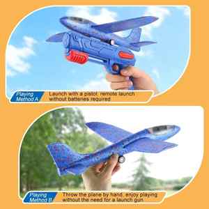 户外泡沫弹射飞机枪儿童玩具手抛滑翔机发射器旋转泡沫飞机射击二合一枪玩具枪狙击手 - Product Image 4