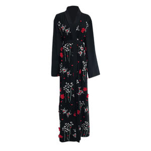 Abito da donna Abaya Dubai <span class=keywords><strong>turchia</strong></span> musulmano <span class=keywords><strong>Hijab</strong></span> in pizzo floreale caftano abiti da sera Islam abiti alla moda Kimono - Product Image 6
