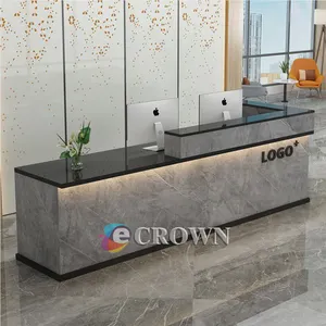 Retail Luxury shop design display cabinet Metal front desk case Unit reception Wood Floor front desk