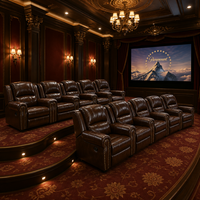Sofá de Cine Reclinable Eléctrico de Cuero Genuino con Espuma Viscoelástica, Diseño Plegable, Estilo Moderno para Cine en Casa, Asientos VIP