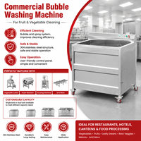 Commerciële keuken groente- en fruitwasmachine, 304 roestvrijstalen constructie, bubbelwassing met sproeisysteem voor catering