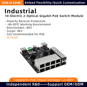 Módulo de conmutador de red de poste de luz inteligente integrado de 12 puertos industriales, soporte de 8 puertos, módulo de conmutador AF/AT POE, 1 unidad - Product Image 2