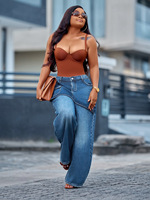 Vêtements pour femmes transfrontaliers, style rétro américain, faux jean deux pièces à jambes larges pour femmes, taille haute amincissante