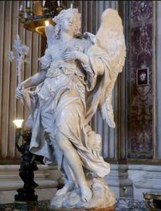 Exquisite, großformatige, handgeschnitzte Marmor-Engelsstatue im westlichen Stil, religiöse Ganzkörper-Frauenstatue mit Sockel, individuelles Design - Product Image 5