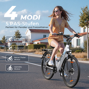 Vélo électrique S700-2 pour femme, 27,5 pouces, 7 vitesses, 5 niveaux, autonomie 60 km, idéal trajets quotidiens, directement de l'usine, entrepôt UE/Royaume-Uni - Product Image 3