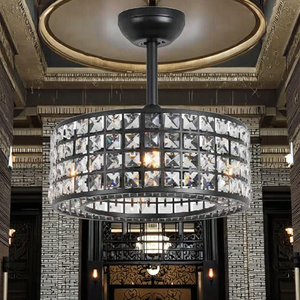 Moderne 3-Blatt-<span class=keywords><strong>LED</strong></span>-Kristall-Deckenventilatorlampe Intelligente Fernbedienung Schwarzes Finish Enthält Beleuchtung für langlebige Wohnzimmer - Product Image 4