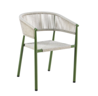 Chaise d'extérieur empilable en métal moderne, style bistrot, avec tressage en corde et rotin, qualité commerciale, imperméable – Offre Spéciale