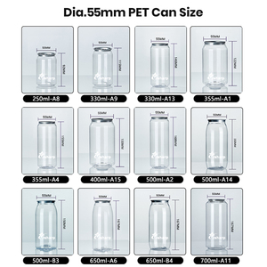 משלוח מהיר פחיות PET שקופות 11oz 330ml 14oz 400ml למשקאות עם לוגו מותאם אישית ומכסים - Product Image 5