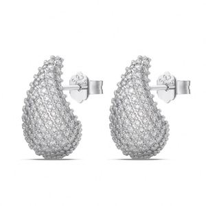 Dylam Fashion <b>Fine</b> Women Jewelry Supplier Manufacturer S925 Silver Waterdrop Shape Chunky Full 5A Zirconia <b>Stud</b> <b>Earrings</b> - Product Image 1