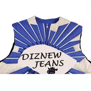 DiZNEW 2023 baru kualitas tinggi menyesuaikan pola dan Logo Puffer rompi pria Fashion Puffer jaket rompi pria