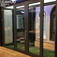 Porte pliante en aluminium de qualité supérieure, double vitrage trempé, isolation thermique, porte pliante bi-directionnelle