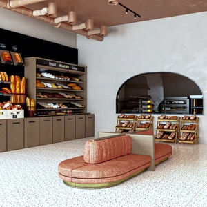 Meubles de café personnalisés, mobilier de café moderne, comptoir de boulangerie, comptoir de bar en bois avec éclairage LED - Product Image 2
