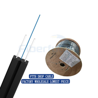 Kabel Serat Optik Singlemode 1fo 2fO 3 4 6 12 Core Flat Fiber dengan Selubung LZSH untuk Dalam dan Luar Ruangan, Kabel Drop Fiber Optik FTTH 1km Harga Per Meter