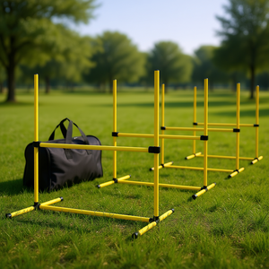 Barres de saut d'agilité pour chien jaunes, hauteur réglable, ensemble de 4 pièces avec sac de transport, fournitures d'entraînement pour animaux de compagnie - Product Image 2