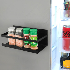 Étagère magnétique pour réfrigérateur, noire, rectangulaire, pour suspendre des épices, organiseur de réfrigérateur - Product Image 1