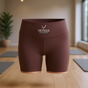 Shorts de Yoga Vetega de Cintura Alta para Mujer, Color Café Integral, Secado Rápido, Transpirables, Absorben la Humedad, Ajuste Holgado con Bolsillo, 92% P - Product Image 2