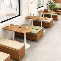 Mobilier commercial moderne pour salon, ensemble de chaises et banquettes en bois pour café, table et banc modulaires en bois pour café, bistro