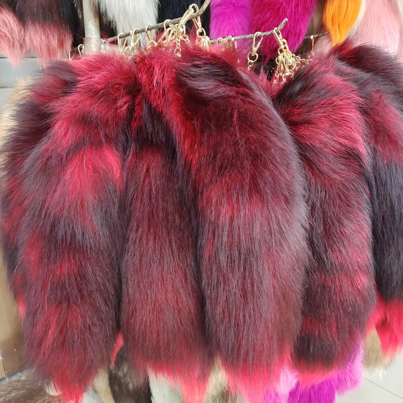 Real fox tail 40cm fluffy fox tail animal fur keychain for decoration accessories Fox Tail Fluffy Key chain